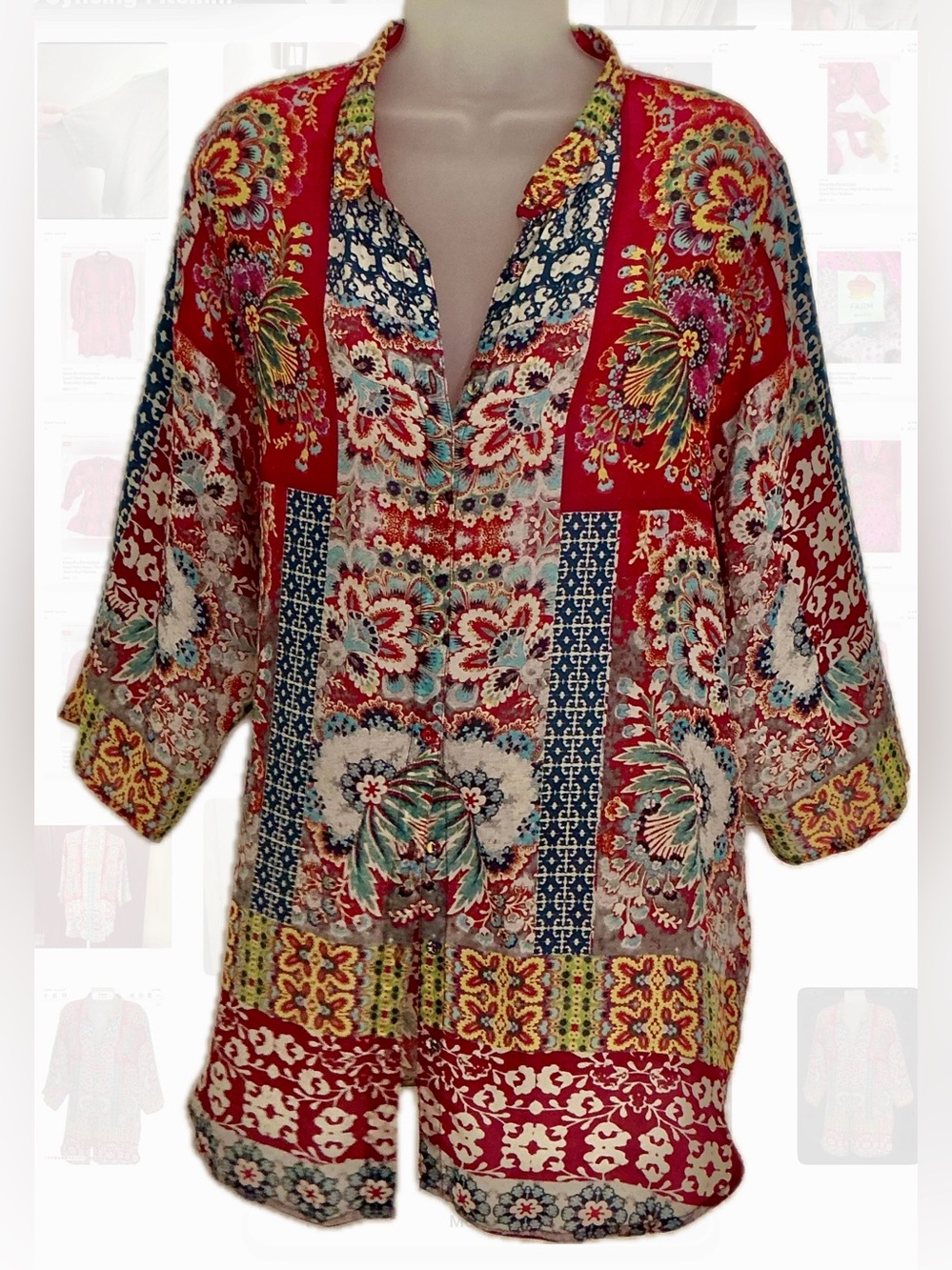 Johnny Was Multicolor Floral Tunic